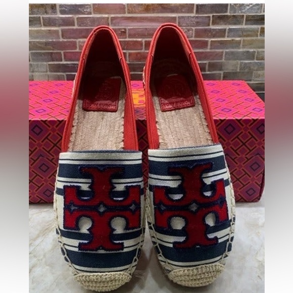 Tory Burch Red and Blue Espadrilles - Picture 1 of 2